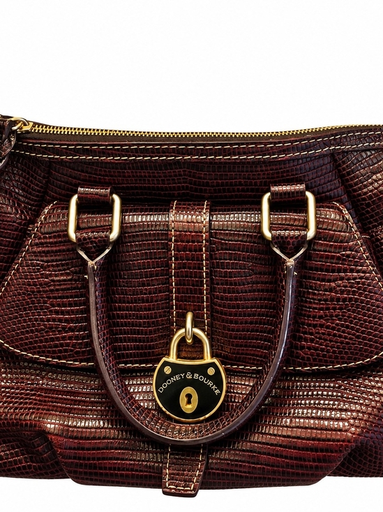 Dooney & Bourke Handbags - Dooney & Bourke Brown Lizard Embossed Leather Satchel Shoulder Bag